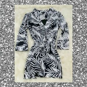 Blk/White Mini Dress w/ Drawstring Waistline